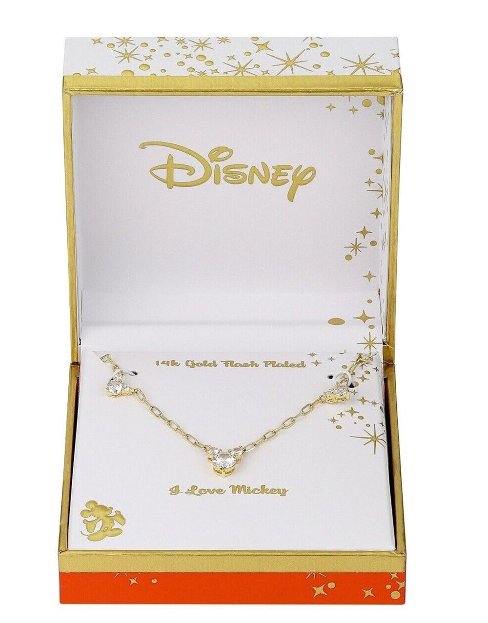 Disney Mickey Mouse Ears 14K Gold Plated Necklace Stylish Timeless Fashion NEW